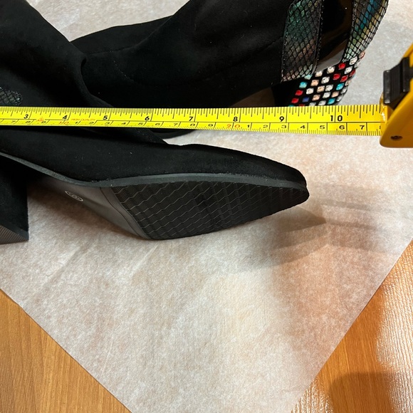 NWOT - Faux Suede Ankle boots with Colourful Rhinestone Décor Heels (US 7) - Picture 9 of 12